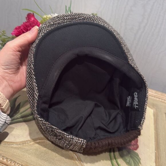 Vintage O”Neill Wool Blend Tweed Brown Newsboy Cap Hat - Picture 13 of 16